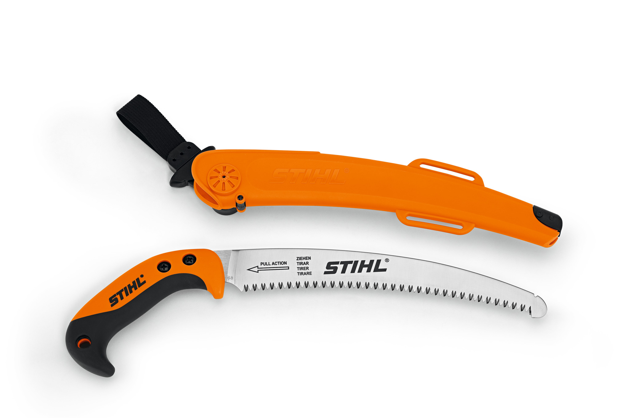 Pruning saw with curved saw blade